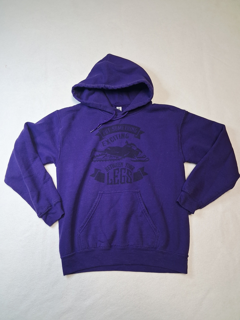 Put Something Exciting Between Your Legs Purple Graphic Pullover Hoodie